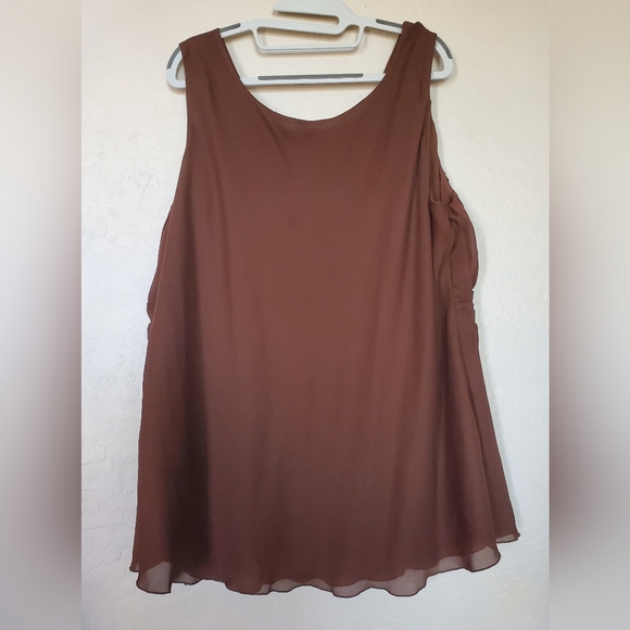 Cato Brown Sleeveless Surplice Blouse Top with Ruffle Size 22/24 W - Picture 2 of 11